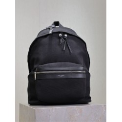 Replica Zaino YSL Saint Laurent City tela con finiture pelle nero Fallate Outlet Online