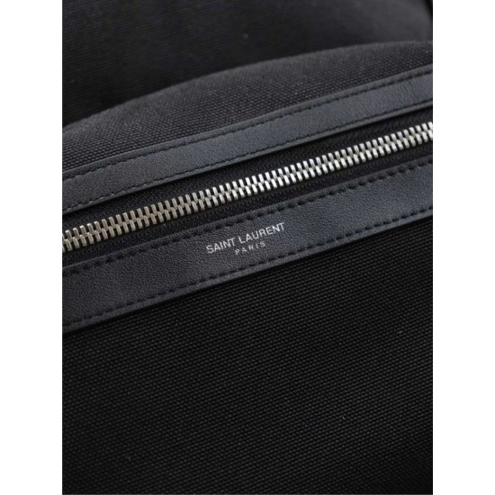 Replica Zaino YSL Saint Laurent City tela con finiture pelle nero Fallate Outlet Online