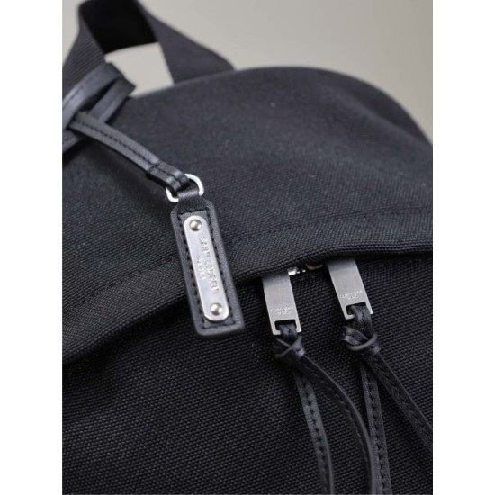Replica Zaino YSL Saint Laurent City tela con finiture pelle nero Fallate Outlet Online