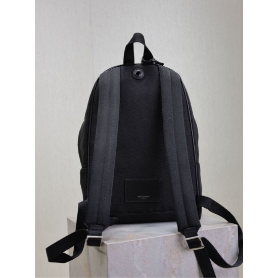 Replica Zaino YSL Saint Laurent City tela con finiture pelle nero Fallate Outlet Online