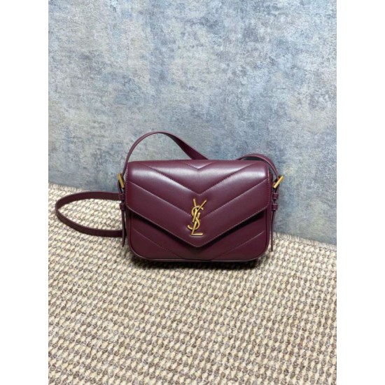 Replica Borsa a tracolla mini Loulou YSL Saint Laurent Bordeaux Fallate Outlet Online