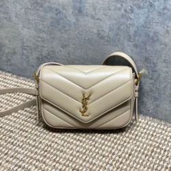 Replica Borsa a tracolla mini Loulou YSL Saint Laurent Beige Fallate Outlet Online