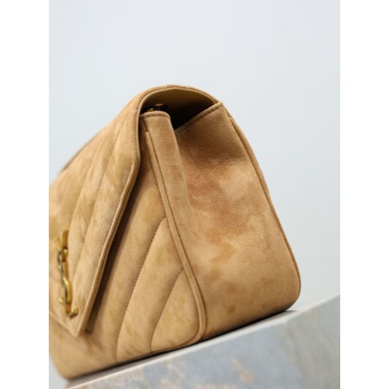 Replica YSL Saint Laurent LouLou Medium in camoscio trapuntato marrone Fallate Outlet Online