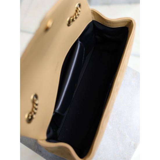 Replica YSL Saint Laurent LouLou Medium in camoscio trapuntato marrone Fallate Outlet Online