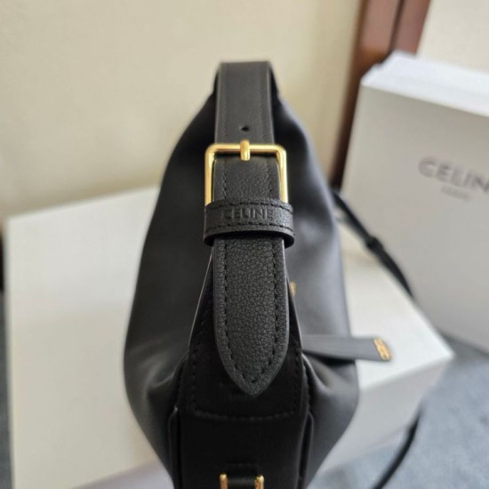 Perfetta Falsa Borsa a tracolla Celine Lulu per adolescenti Nero imitazione Dupe Replica Borsa a tracolla Celine Lulu per adolescenti Nero Fallate Outlet Online