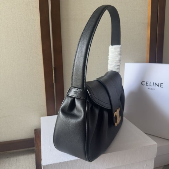 Replica Borsa a tracolla media Celine Polly Nero Fallate Outlet Online