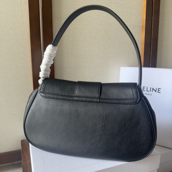Replica Borsa a tracolla media Celine Polly Nero Fallate Outlet Online