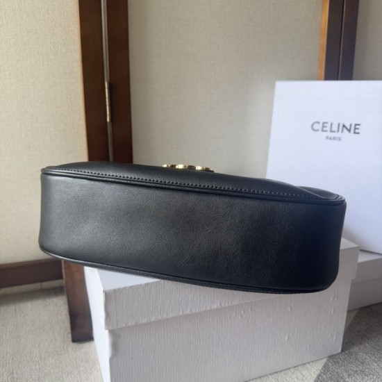 Replica Borsa a tracolla media Celine Polly Nero Fallate Outlet Online