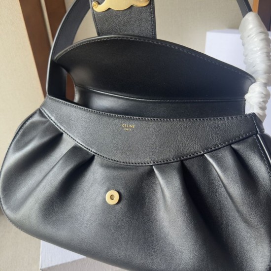 Replica Borsa a tracolla media Celine Polly Nero Fallate Outlet Online