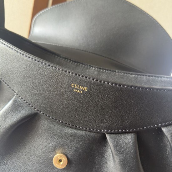 Replica Borsa a tracolla media Celine Polly Nero Fallate Outlet Online