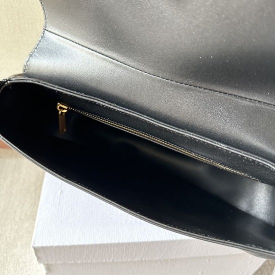 Replica Borsa a tracolla media Celine Polly Nero Fallate Outlet Online