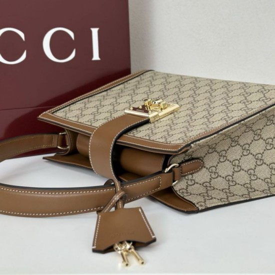 Perfetta Falsa Borsa Gucci Padlock Small con manico superiore 838991 Marrone imitazione Dupe Replica Borsa Gucci Padlock Small con manico superiore 838991 Marrone Fallate Outlet Online
