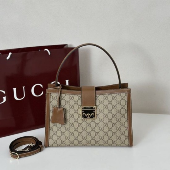 Perfetta Falsa Borsa Gucci Padlock Small con manico superiore 838991 Marrone imitazione Dupe Replica Borsa Gucci Padlock Small con manico superiore 838991 Marrone Fallate Outlet Online