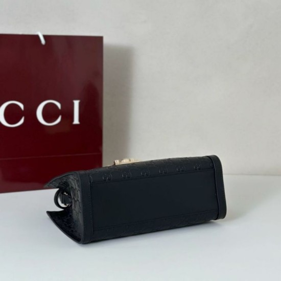 Replica Borsa Gucci Padlock Small con manico superiore 838991 Nero Fallate Outlet Online