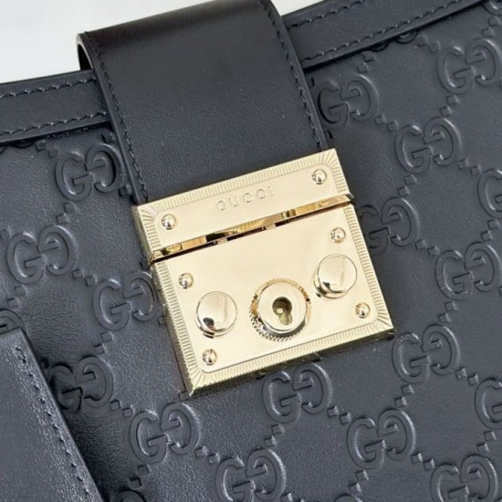 Replica Borsa Gucci Padlock Small con manico superiore 838991 Nero Fallate Outlet Online