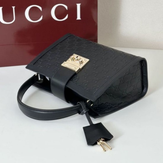 Replica Borsa Gucci Padlock Small con manico superiore 838991 Nero Fallate Outlet Online