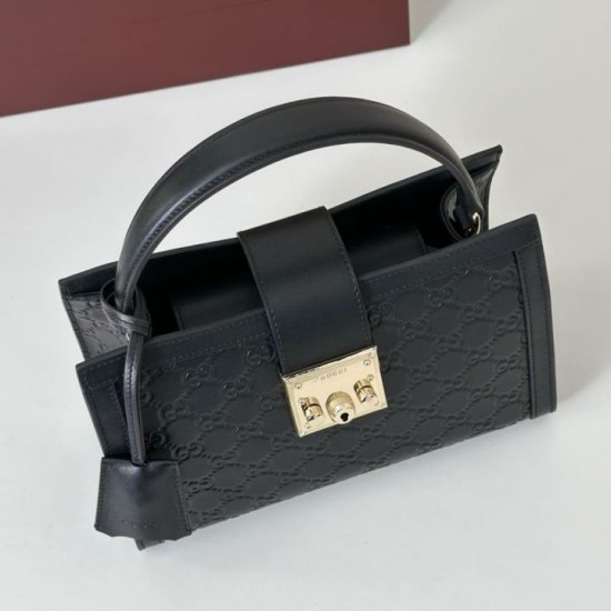 Replica Borsa Gucci Padlock Small con manico superiore 838991 Nero Fallate Outlet Online