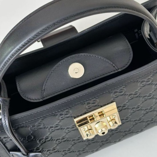 Replica Borsa Gucci Padlock Small con manico superiore 838991 Nero Fallate Outlet Online