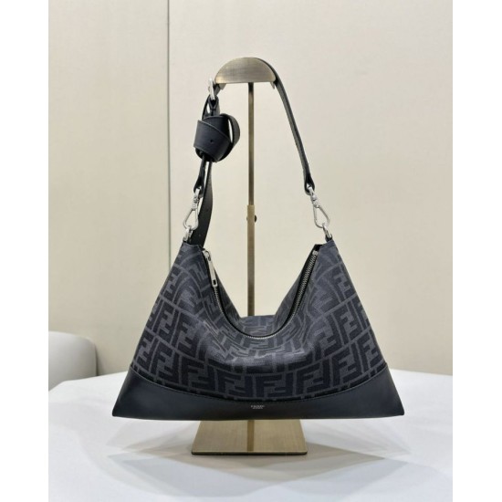 Replica Borsa a tracolla Hobo Fendi Fendigraphy Nero Fallate Outlet Online