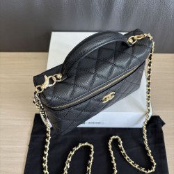 Perfetta Replica Borsa Chanel Classic Vanity con catena A96186 Nero Outlet Clone