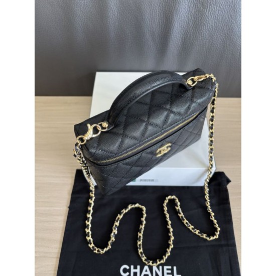 Perfetta Replica Borsa Chanel Classic Vanity con catena A96186 Nero Outlet Clone