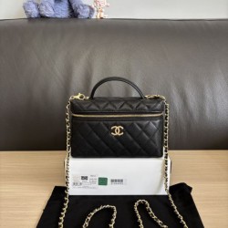 Perfetta Replica Borsa Chanel Classic Vanity con catena A96186 Nero Outlet Clone