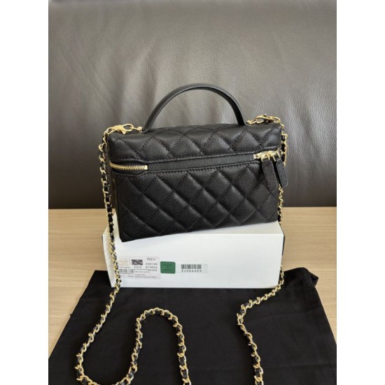 Perfetta Replica Borsa Chanel Classic Vanity con catena A96186 Nero Outlet Clone