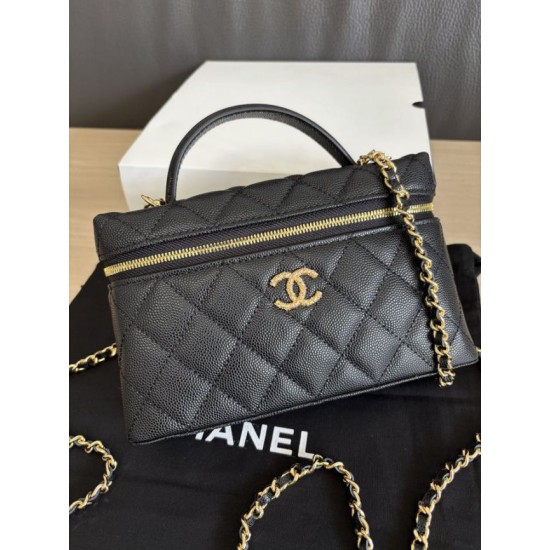 Perfetta Replica Borsa Chanel Classic Vanity con catena A96186 Nero Outlet Clone