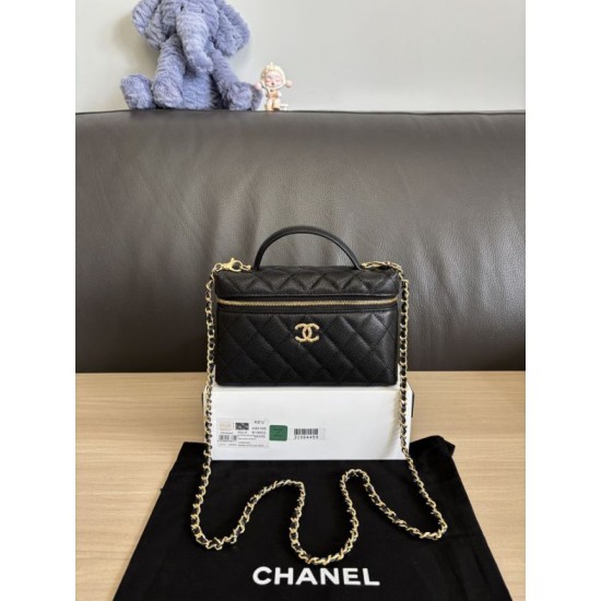 Perfetta Replica Borsa Chanel Classic Vanity con catena A96186 Nero Outlet Clone