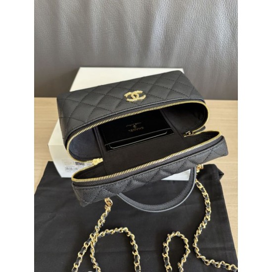 Perfetta Replica Borsa Chanel Classic Vanity con catena A96186 Nero Outlet Clone
