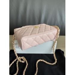 Perfetta Replica Borsa Chanel Classic Vanity con catena A96186 Rosa Outlet Clone