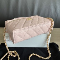 Perfetta Replica Borsa Chanel Classic Vanity con catena A96186 Rosa Outlet Clone