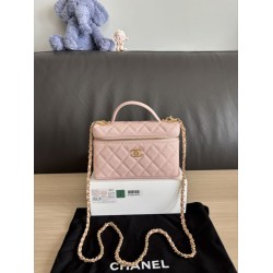 Perfetta Replica Borsa Chanel Classic Vanity con catena A96186 Rosa Outlet Clone