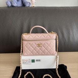 Perfetta Replica Borsa Chanel Classic Vanity con catena A96186 Rosa Outlet Clone