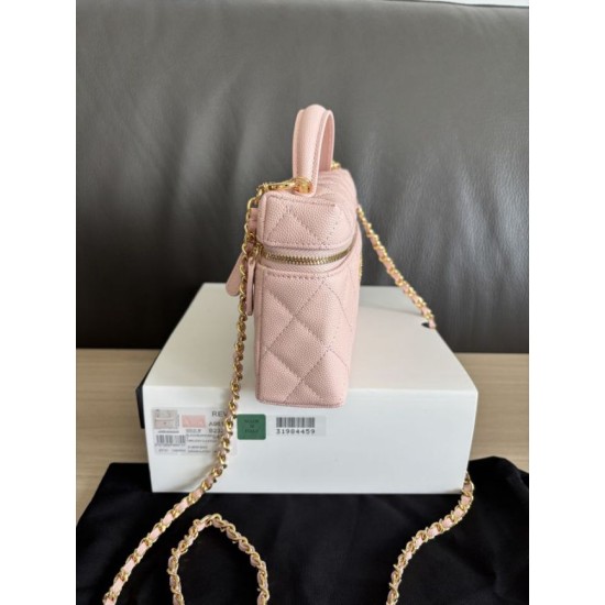 Perfetta Replica Borsa Chanel Classic Vanity con catena A96186 Rosa Outlet Clone