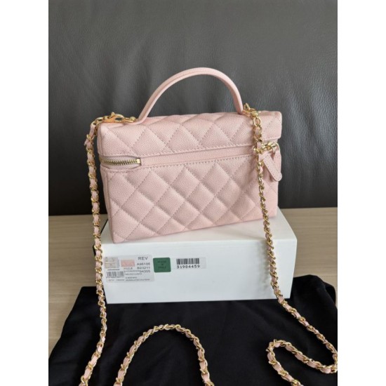 Perfetta Replica Borsa Chanel Classic Vanity con catena A96186 Rosa Outlet Clone