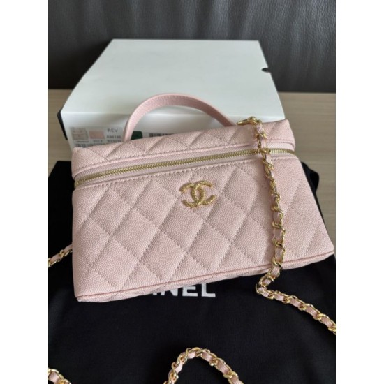 Perfetta Replica Borsa Chanel Classic Vanity con catena A96186 Rosa Outlet Clone