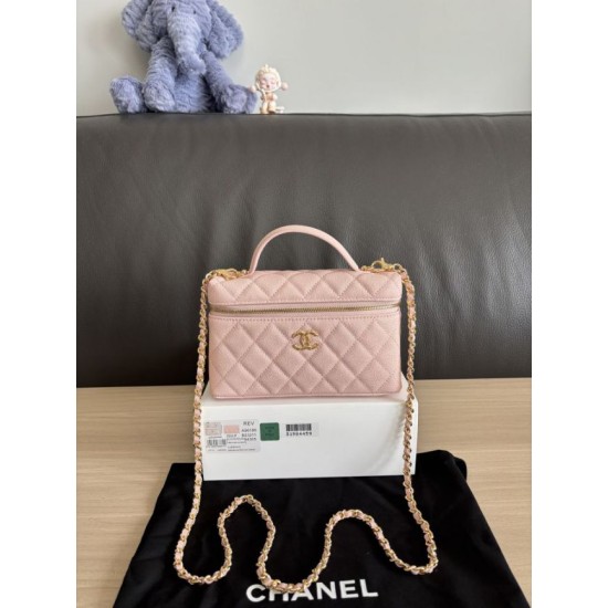 Perfetta Replica Borsa Chanel Classic Vanity con catena A96186 Rosa Outlet Clone