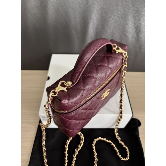 Perfetta Replica Borsa Chanel Classic Vanity con catena A96186 Borgogna Outlet Clone