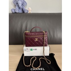 Perfetta Replica Borsa Chanel Classic Vanity con catena A96186 Borgogna Outlet Clone