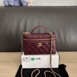 Perfetta Replica Borsa Chanel Classic Vanity con catena A96186 Borgogna Outlet Clone