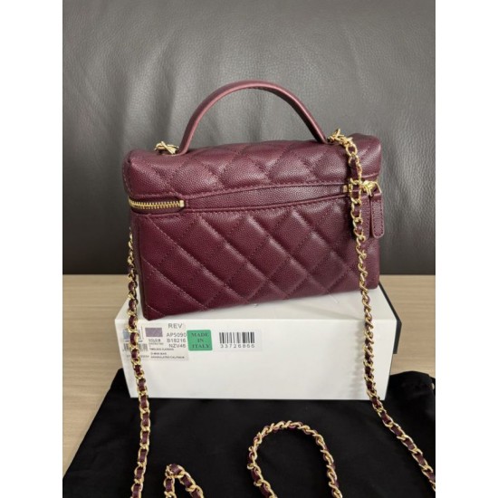 Perfetta Replica Borsa Chanel Classic Vanity con catena A96186 Borgogna Outlet Clone