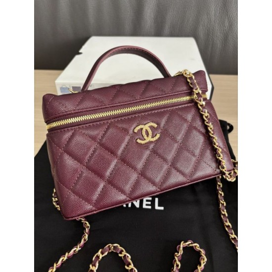 Perfetta Replica Borsa Chanel Classic Vanity con catena A96186 Borgogna Outlet Clone