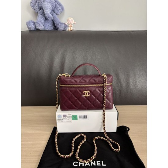 Perfetta Replica Borsa Chanel Classic Vanity con catena A96186 Borgogna Outlet Clone