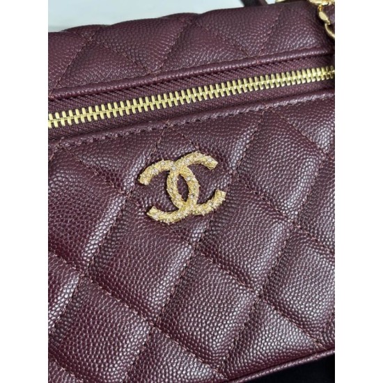 Perfetta Replica Borsa Chanel Classic Vanity con catena A96186 Borgogna Outlet Clone