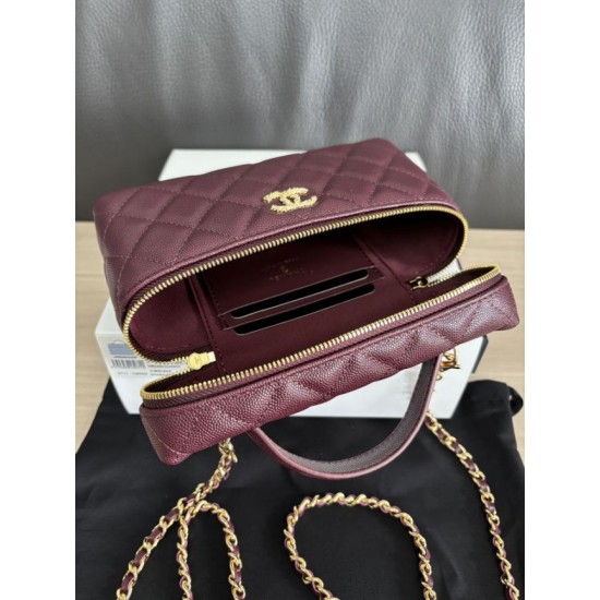 Perfetta Replica Borsa Chanel Classic Vanity con catena A96186 Borgogna Outlet Clone