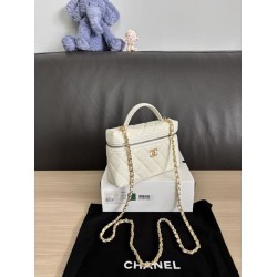 Perfetta Replica Borsa Chanel Classic Vanity con catena A96186 bianca Outlet Clone