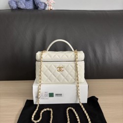 Perfetta Replica Borsa Chanel Classic Vanity con catena A96186 bianca Outlet Clone