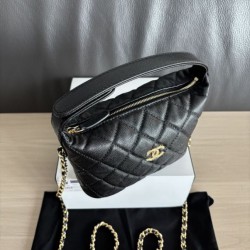 Perfetta Replica Borse hobo Chanel 25A Caviar Lunch Box Nero Imitazione Dupe