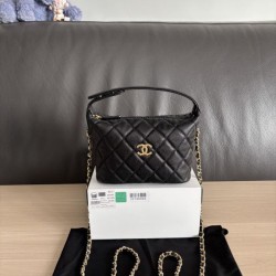 Perfetta Replica Borse hobo Chanel 25A Caviar Lunch Box Nero Imitazione Dupe
